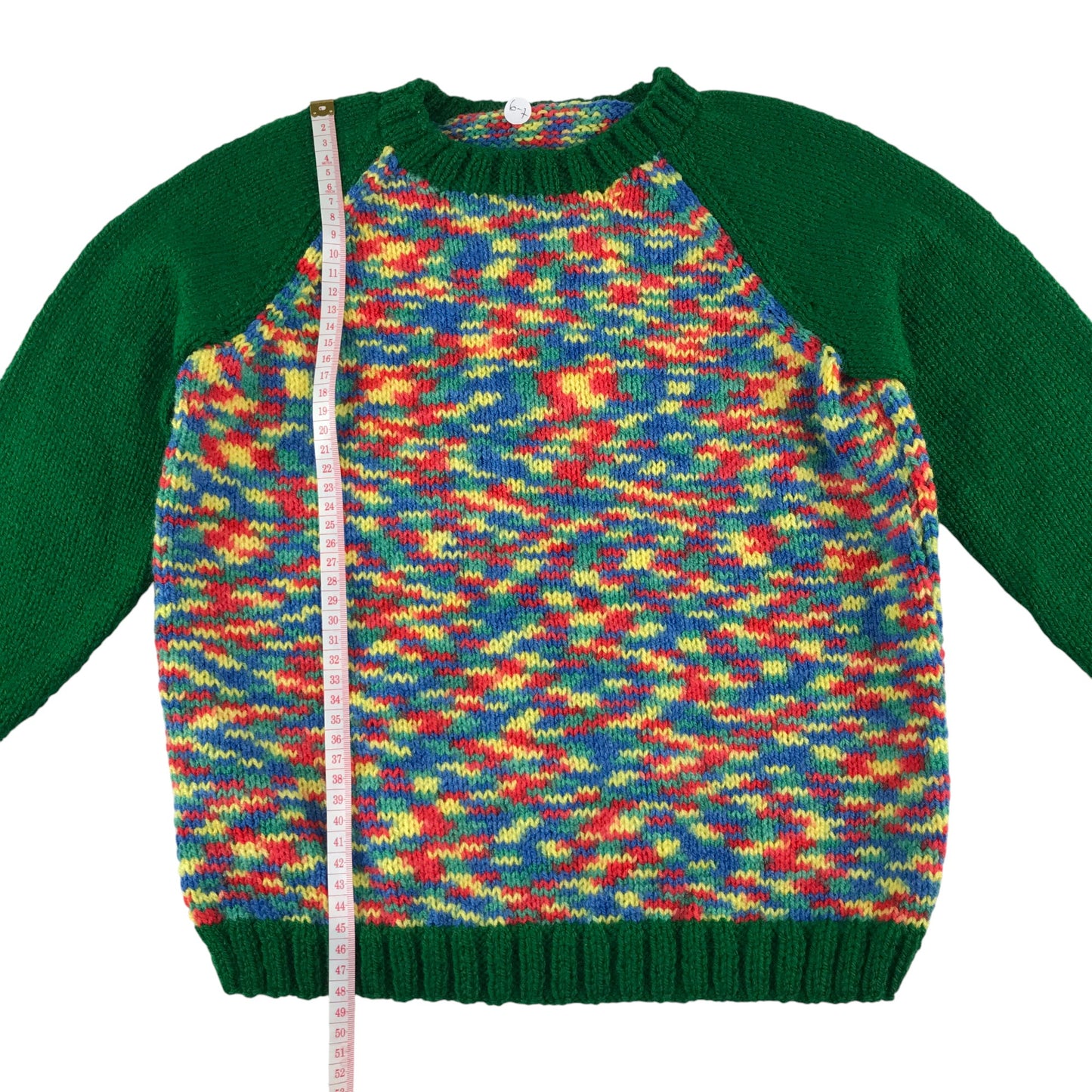 Handknitted jumper 6-7 years multicolour long sleeve crew neck