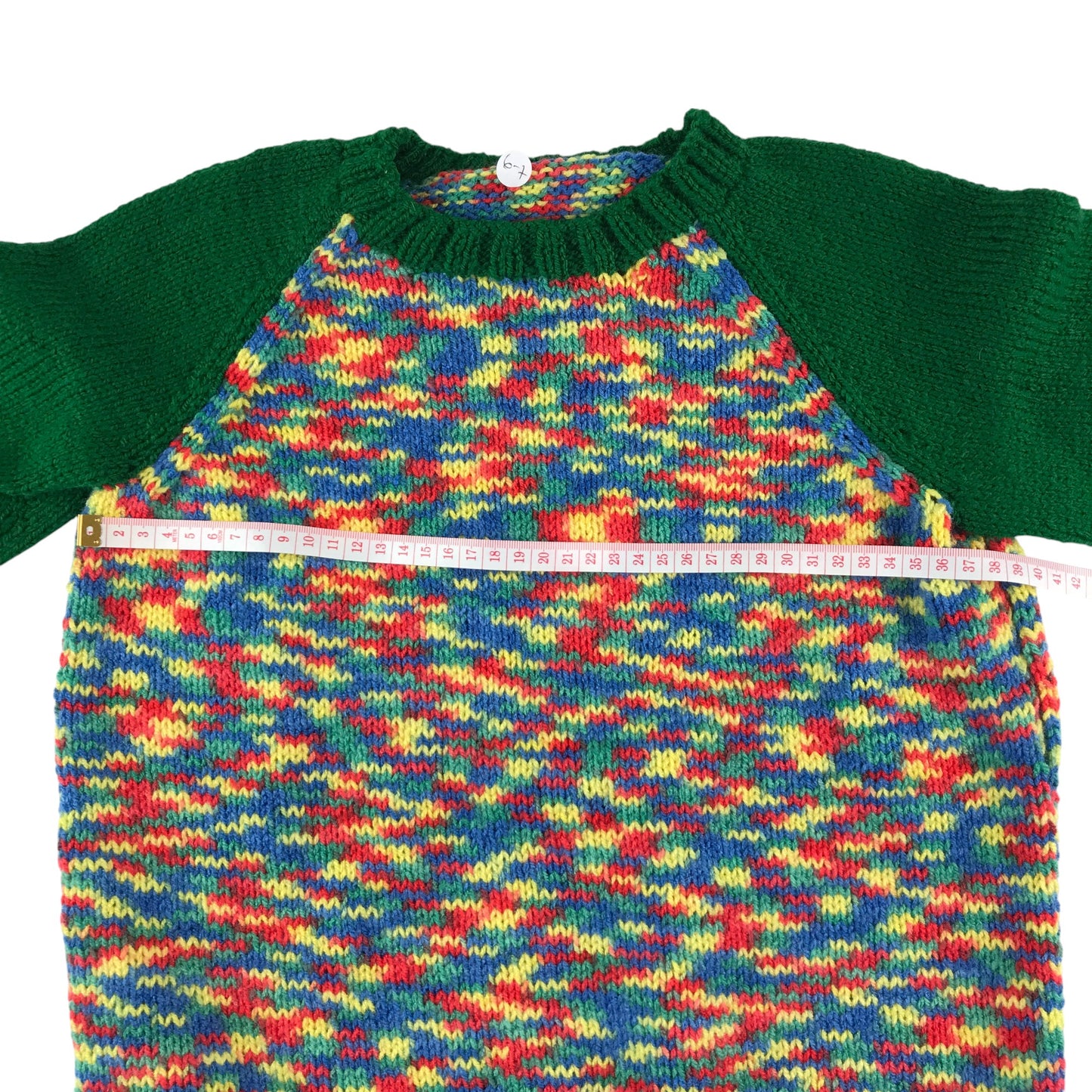 Handknitted jumper 6-7 years multicolour long sleeve crew neck