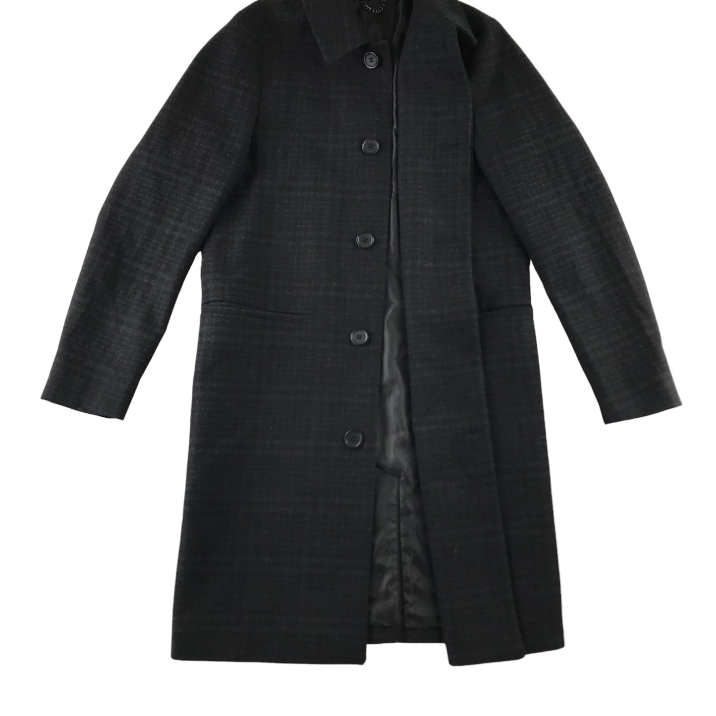 Top Man coat men size XXS dark charcoal check pattern over coat wool-mix