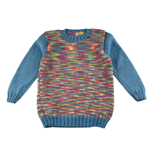 Handknitted jumper 6-7 years multicolour long sleeve crew neck