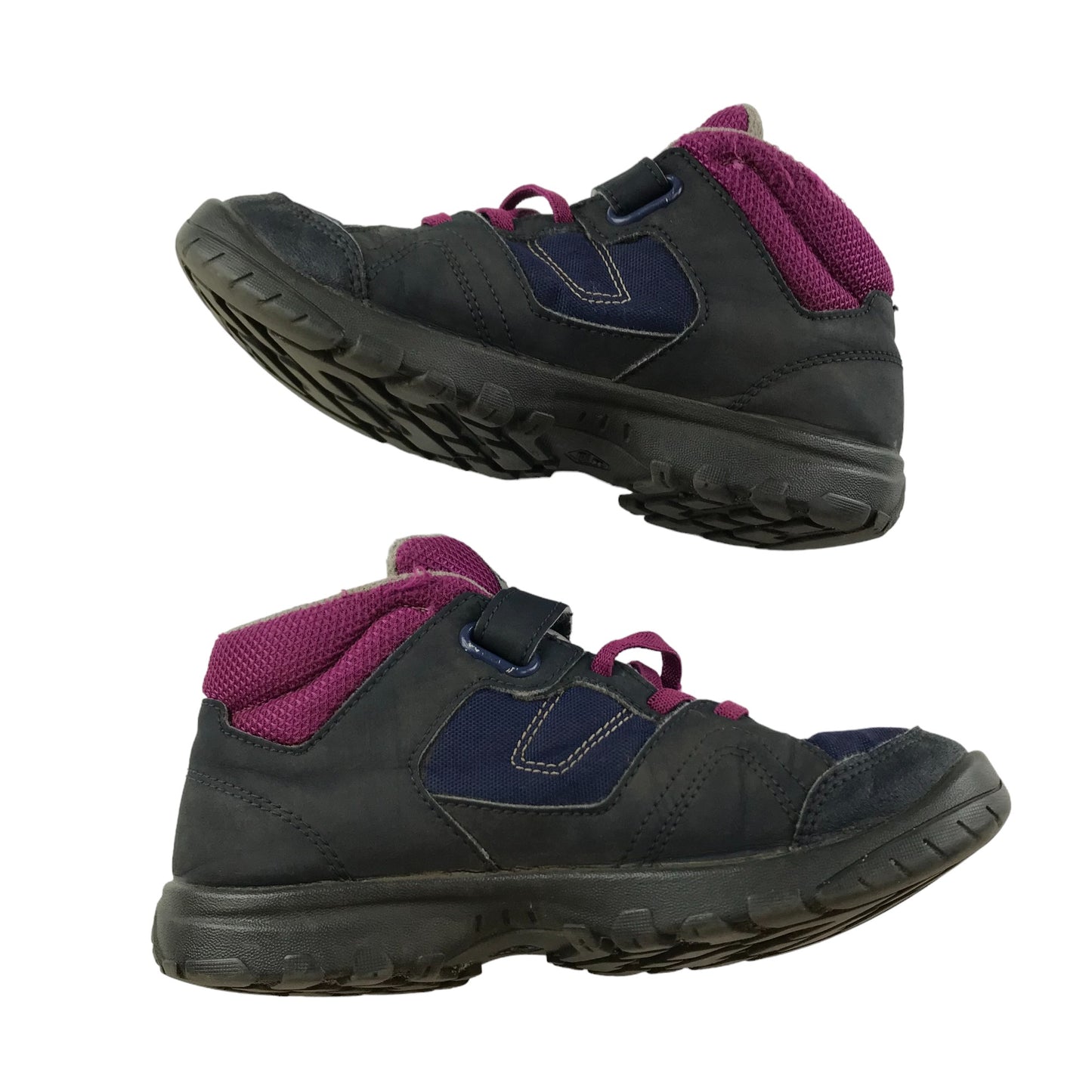 Decathlon Walking Boots Shoe Size 1.5 Grey Navy and Purple with Laces