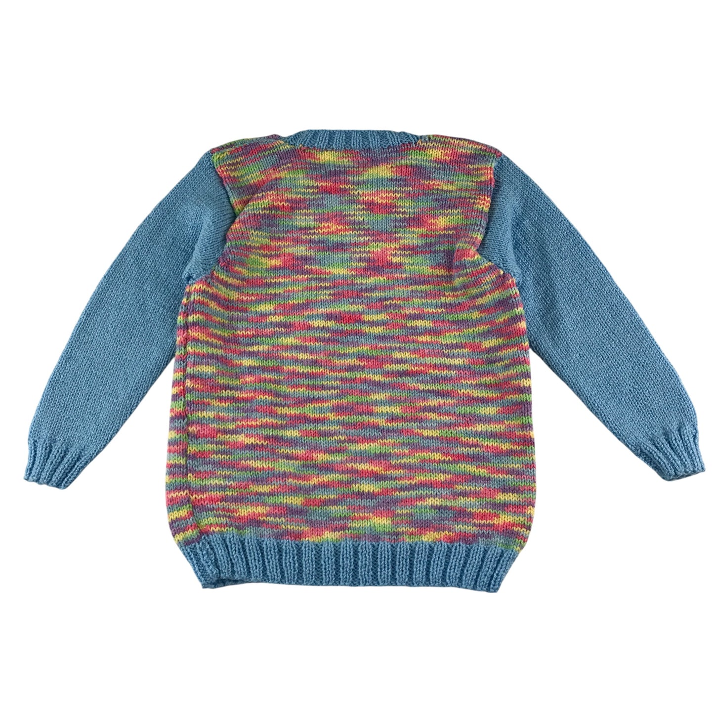 Handknitted jumper 6-7 years multicolour long sleeve crew neck