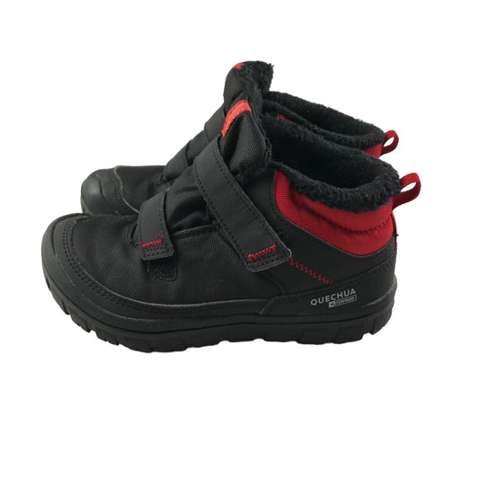 Decathlon Walking Boots Shoe Size 11-12 junior Black and Red Waterproof with Laces