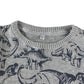 M&S sweater 5-6 years grey dinosaur print design jersey material cotton