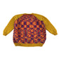 Handknitted jumper 6-7 years yellow and multicolour long sleeve crew neck