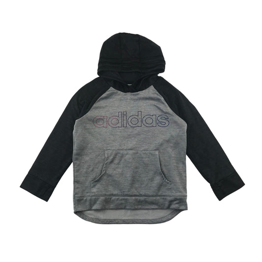 Adidas Hoodie Age 7 Grey Body Black Hood and Long Sleeves