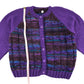 Handknitted cardigan 5-6 years purple and blue knit pattern