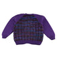 Handknitted cardigan 5-6 years purple and blue knit pattern