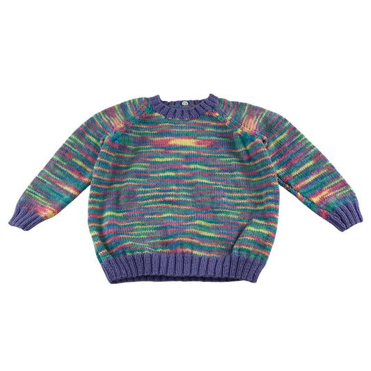 Handknitted jumper 5-6 years lilac and multicolour pattern