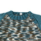 Handknitted jumper 5-6 years teal white and brown pattern