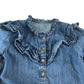 Matalan blouse 4-5 years blue denim with frilled details cotton