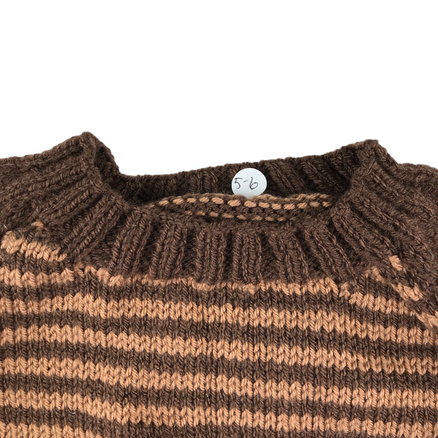 Handknitted jumper 5-6 years Brown stripy panelled