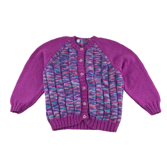 Handknitted cardigan 5-6 years pink and purple