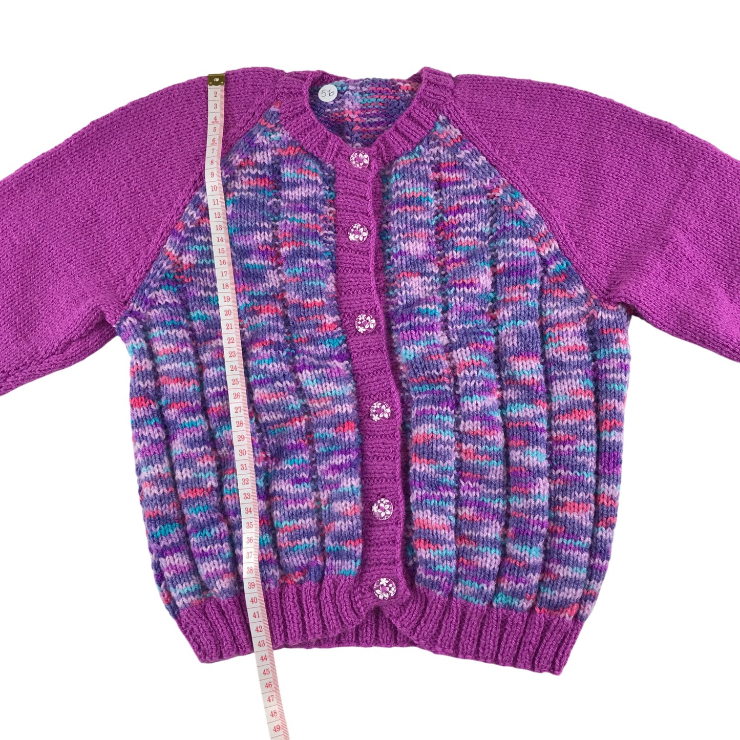 Handknitted cardigan 5-6 years pink and purple