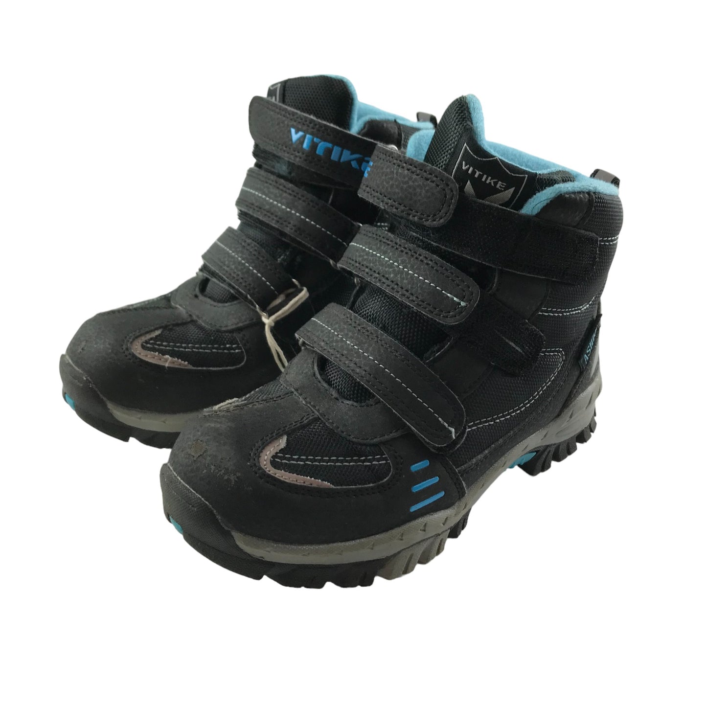 Vitike Walking Boots Shoe Size 1 Black and Blue Hiking Snow Climbing Shoes
