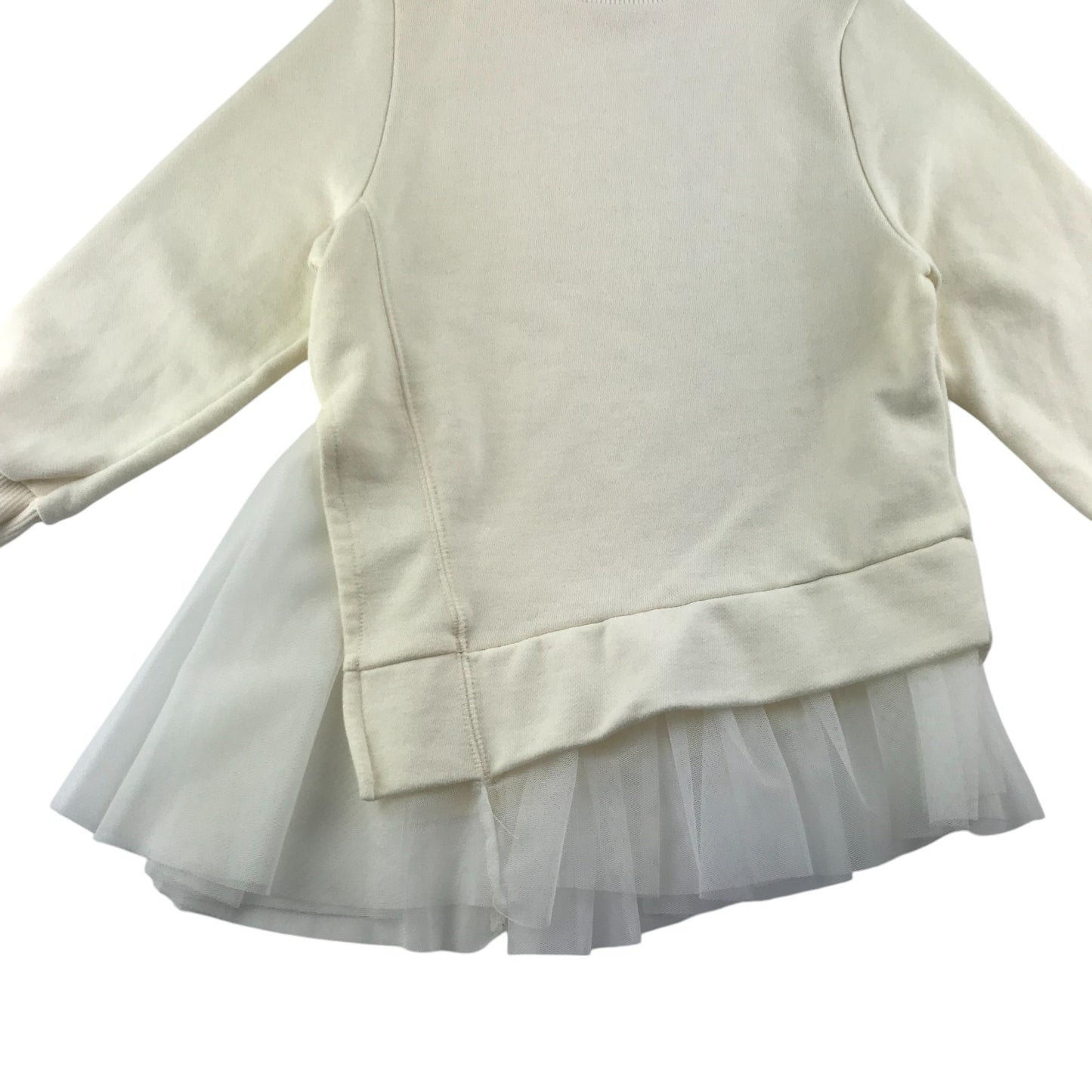 Zara sweater 5-6 years white uneven hem with mesh skirt detail