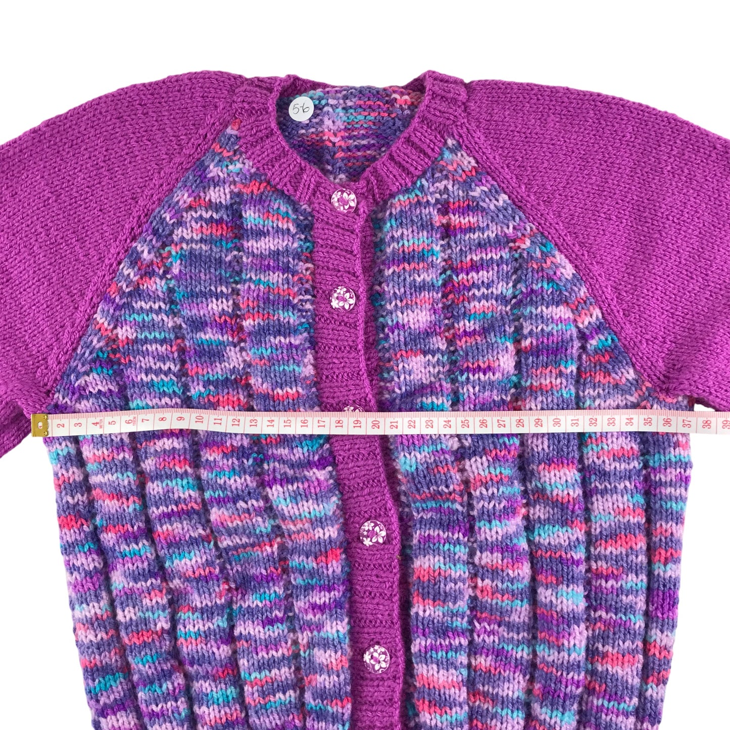 Handknitted cardigan 5-6 years pink and purple