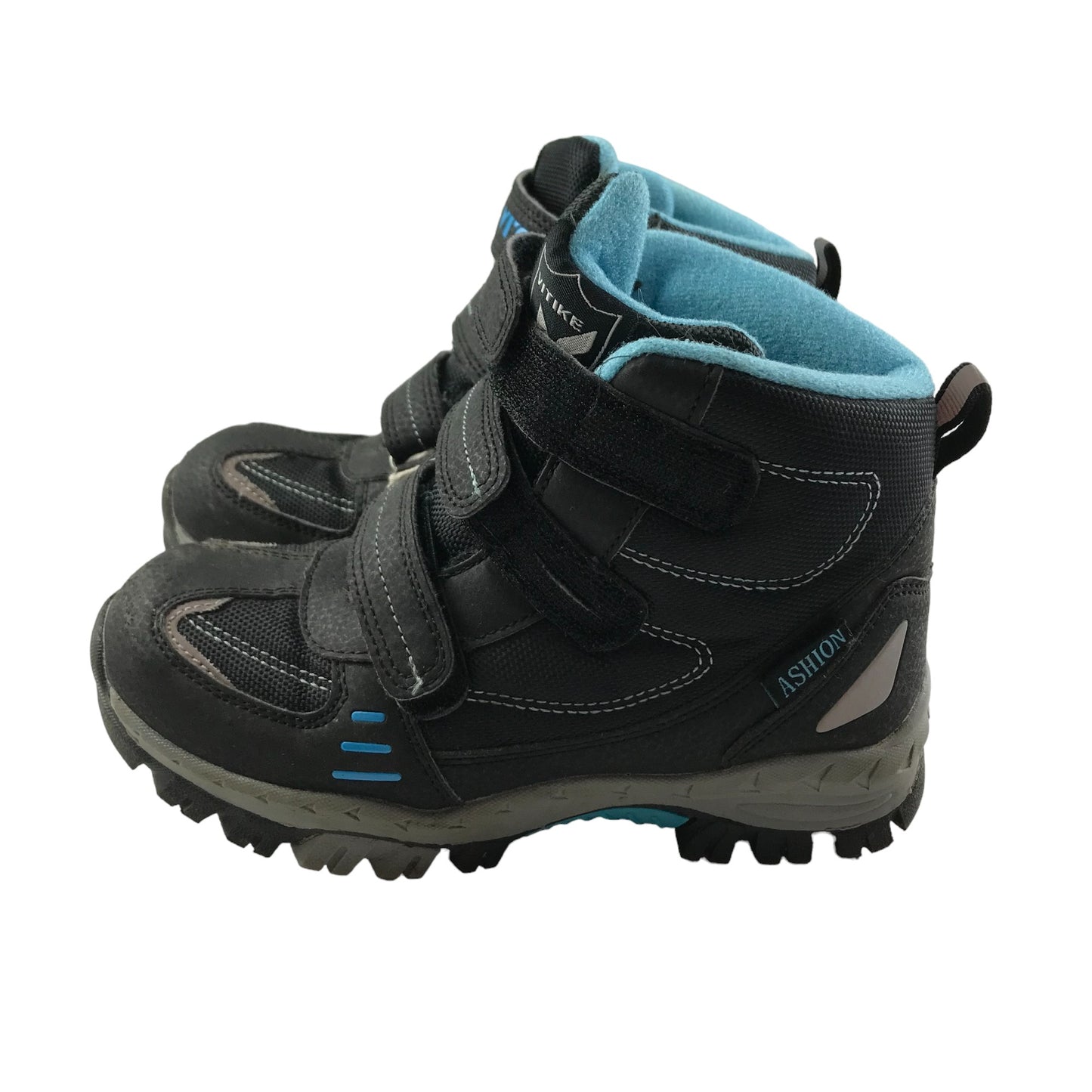 Vitike Walking Boots Shoe Size 1 Black and Blue Hiking Snow Climbing Shoes