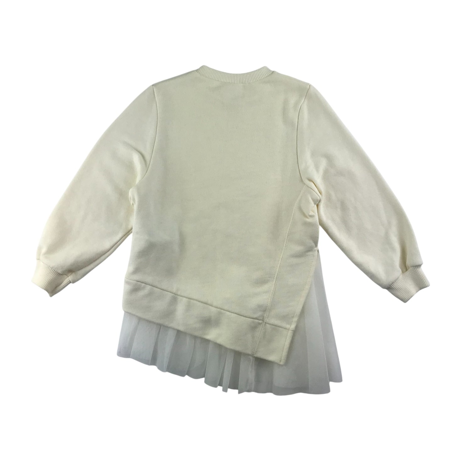 Zara sweater 5-6 years white uneven hem with mesh skirt detail