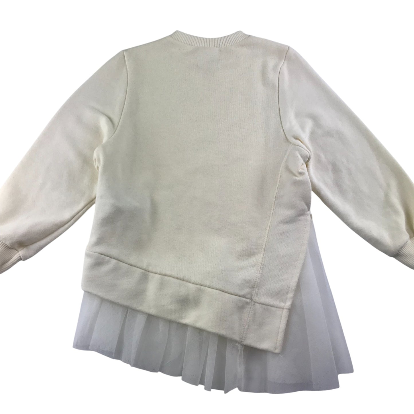 Zara sweater 5-6 years white uneven hem with mesh skirt detail