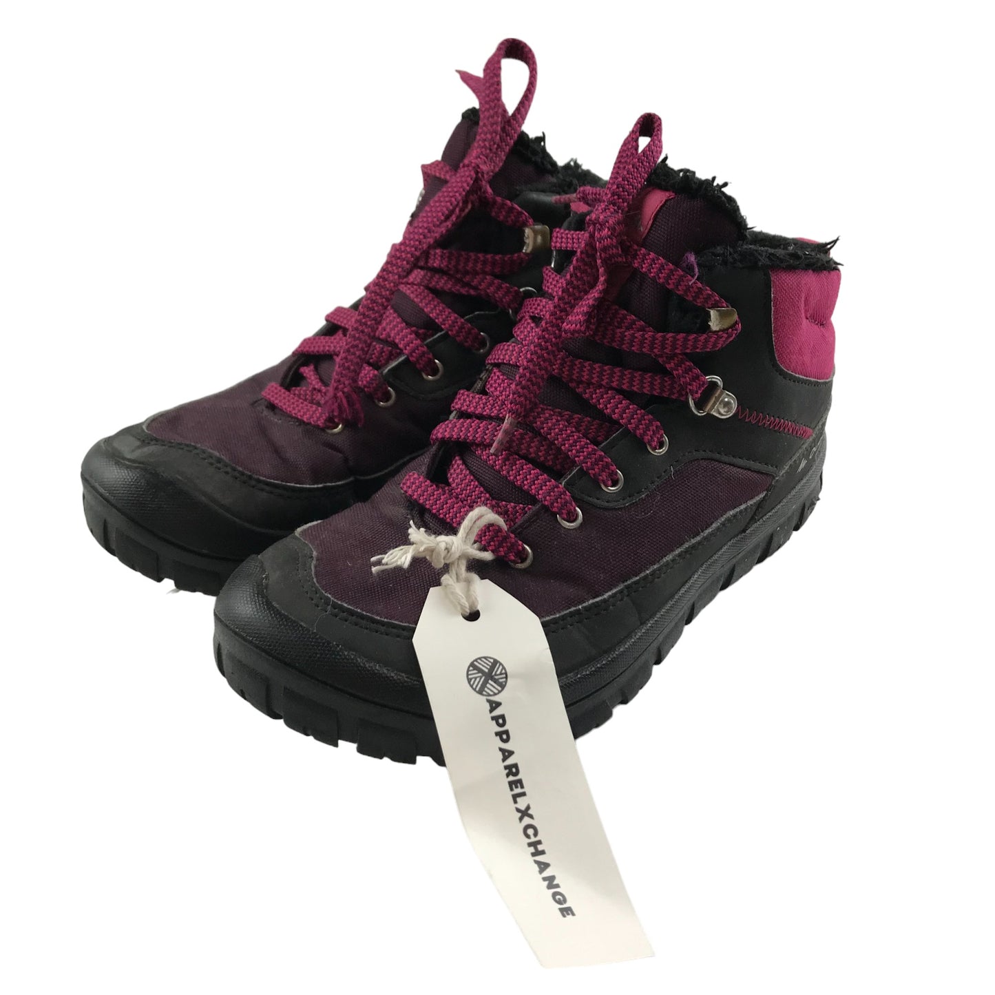 Decathlon Walking Boots Shoe Size 3 Purple Waterproof with Laces