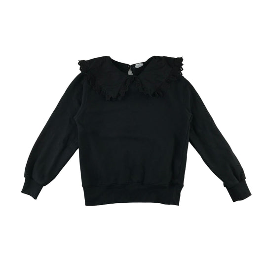 Zara Sweatshirt 13-14 years Black Plain Frilled Neck Design