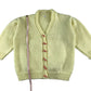 Handknitted cardigan 5-6 years white with wooden buttons