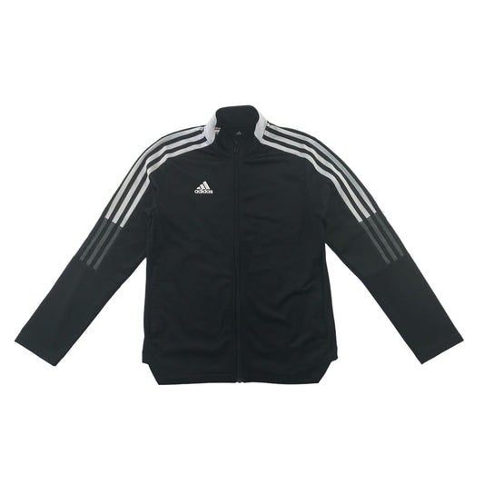 Adidas Sports Sweatshirt Age 11 Black with 3 White Stripes Full Zipper