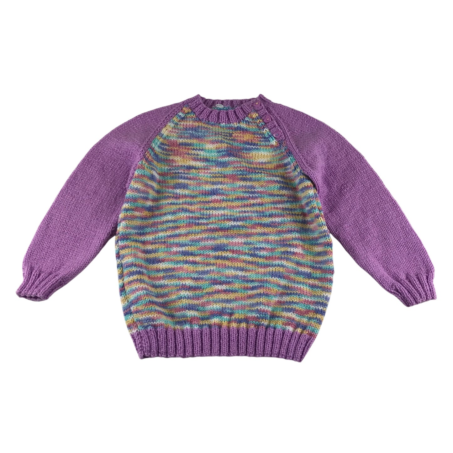 Handknitted jumper 4-5 years lilac and multicolour