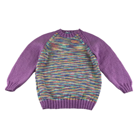 Handknitted jumper 4-5 years lilac and multicolour