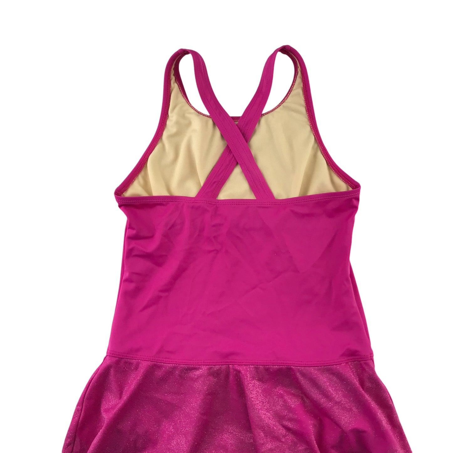 Lands End leotard with skirt 11-12 years bright pink sleeveless