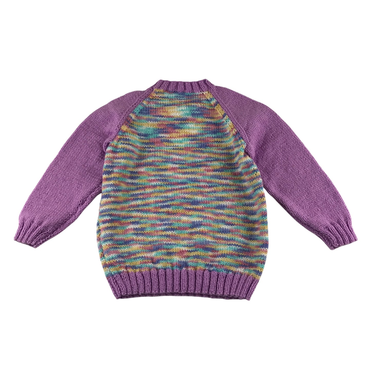 Handknitted jumper 4-5 years lilac and multicolour