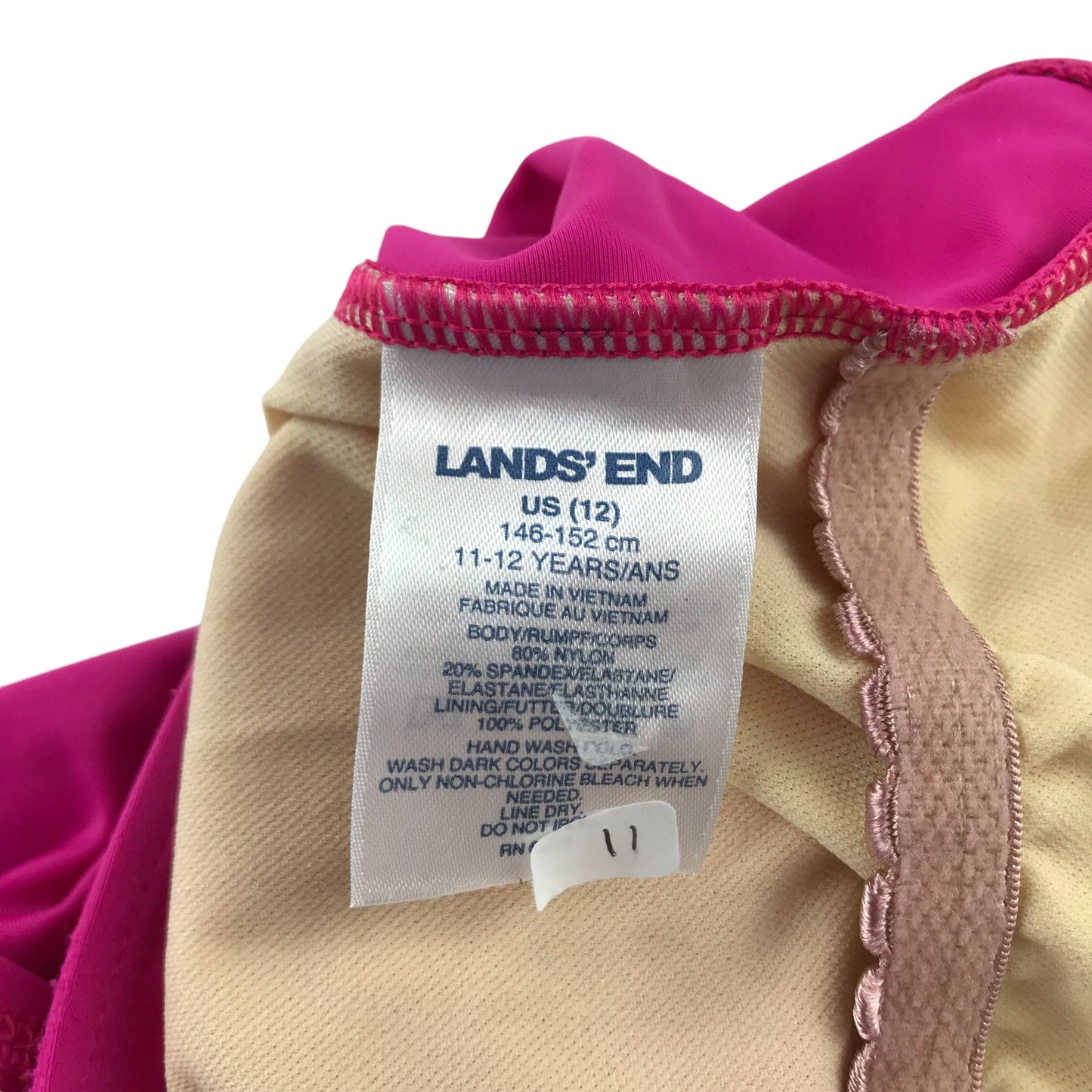 Lands End leotard with skirt 11-12 years bright pink sleeveless