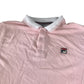 Fila polo shirt men's M pink with logo and white collar