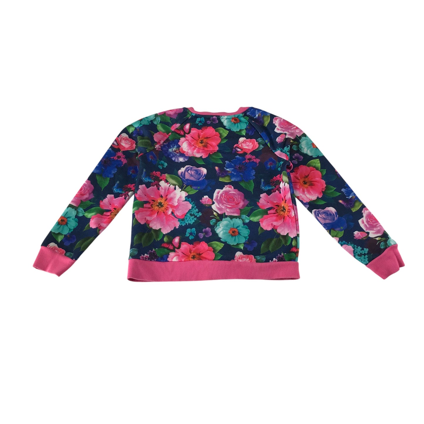 Monsoon sweater 9-10 years navy and pink floral design button up