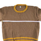 Handknitted jumper 9-10 years brown and yellow detailed