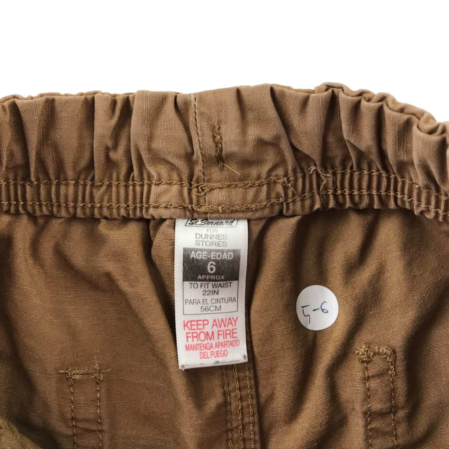 St Bernard shorts 6 years brown plain elasticated waist with draw strings Cotton