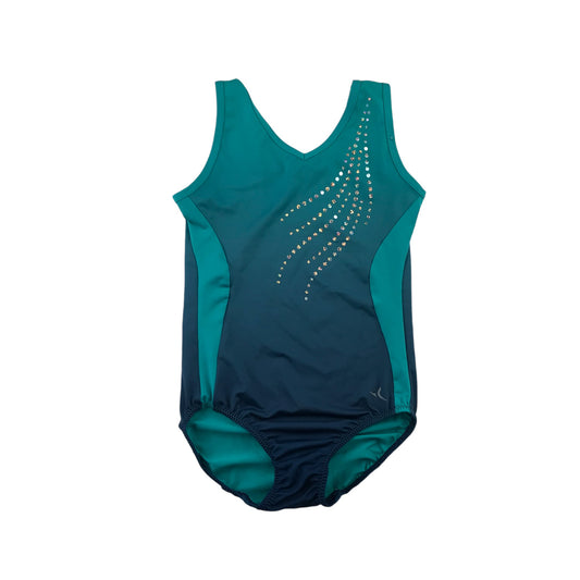 Decathlon Leotard 5-7 years navy and turquoise with sequin details