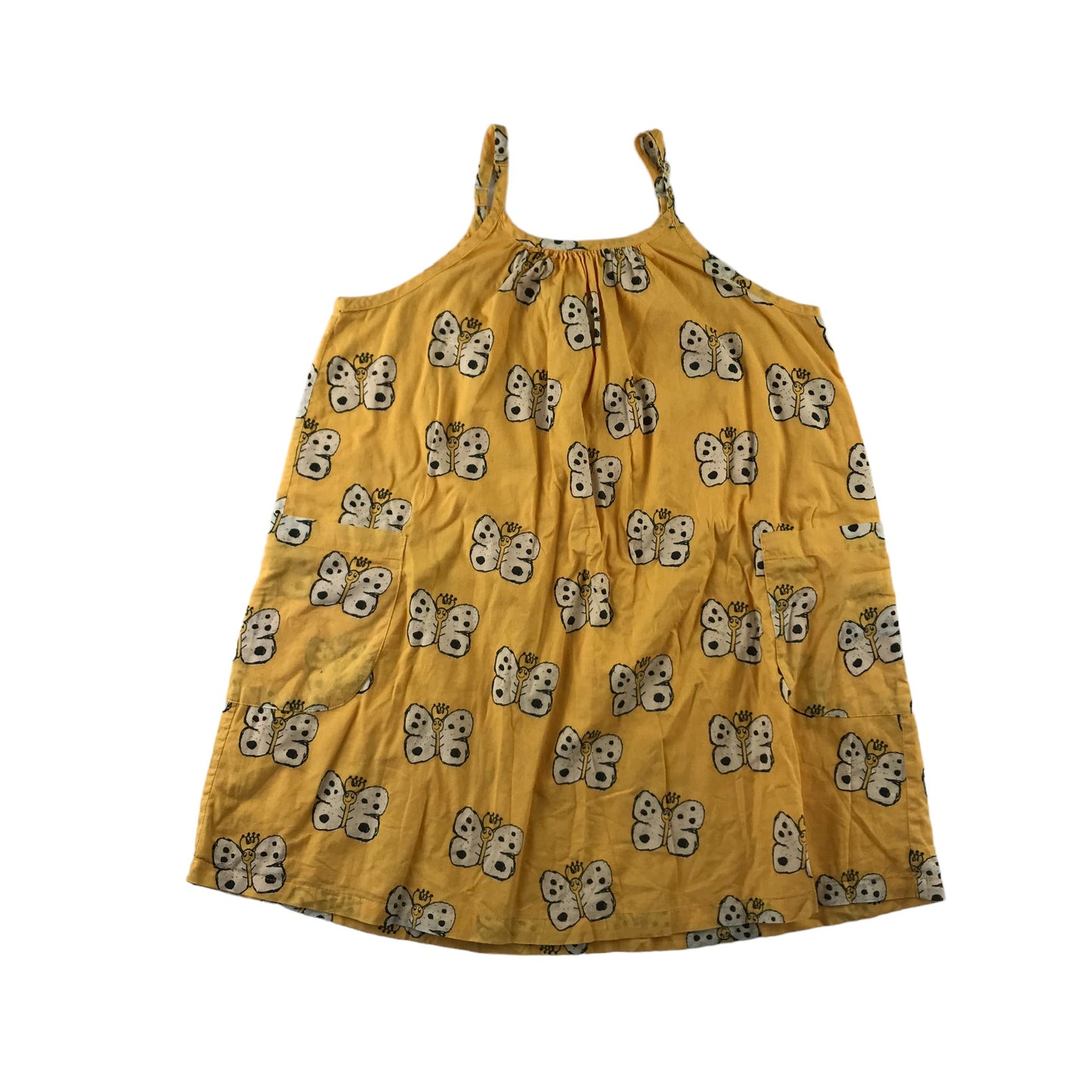 Nadadelazos dress 8 years yellow summery butterfly printed cotton