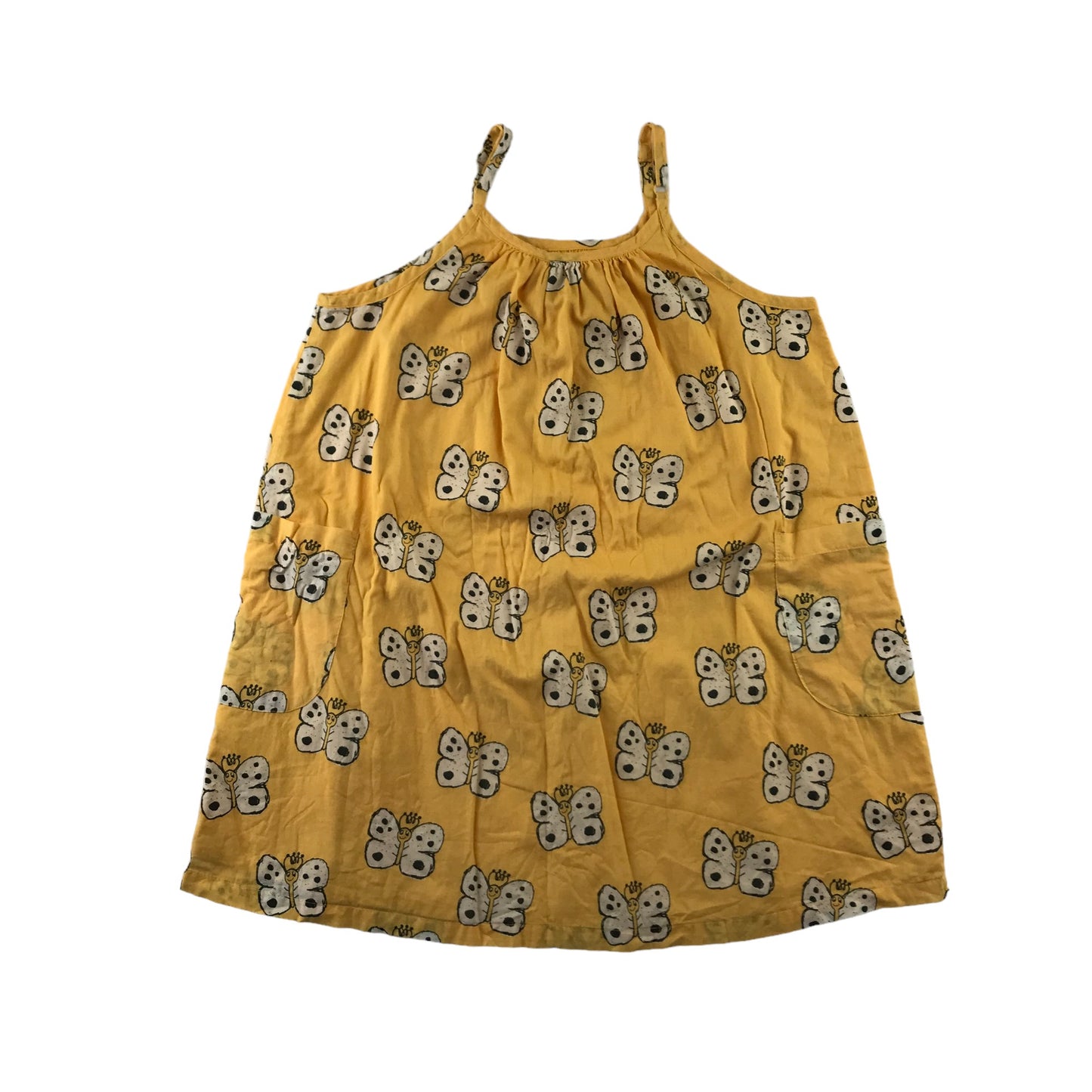 Nadadelazos dress 8 years yellow summery butterfly printed cotton