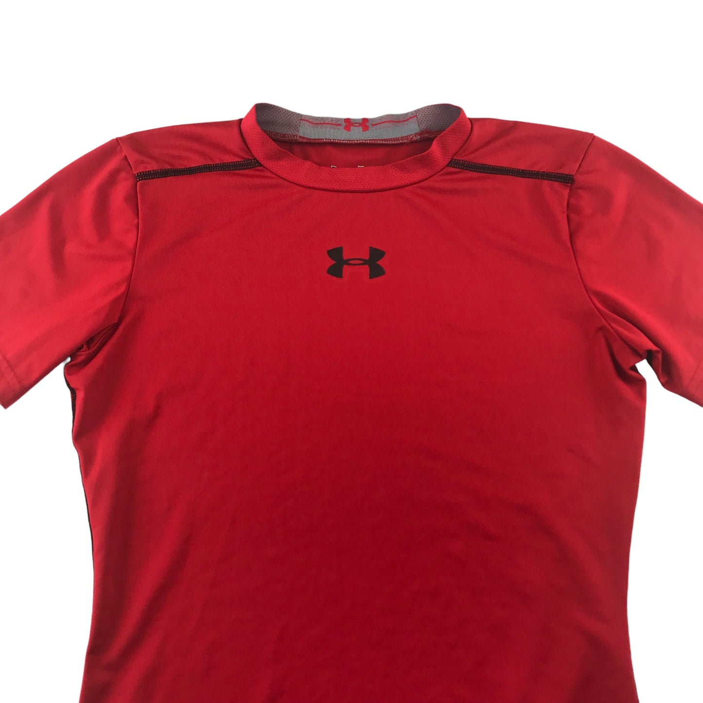 Under Armour Sports Top Age 14-16 Red Plain Short Sleeve