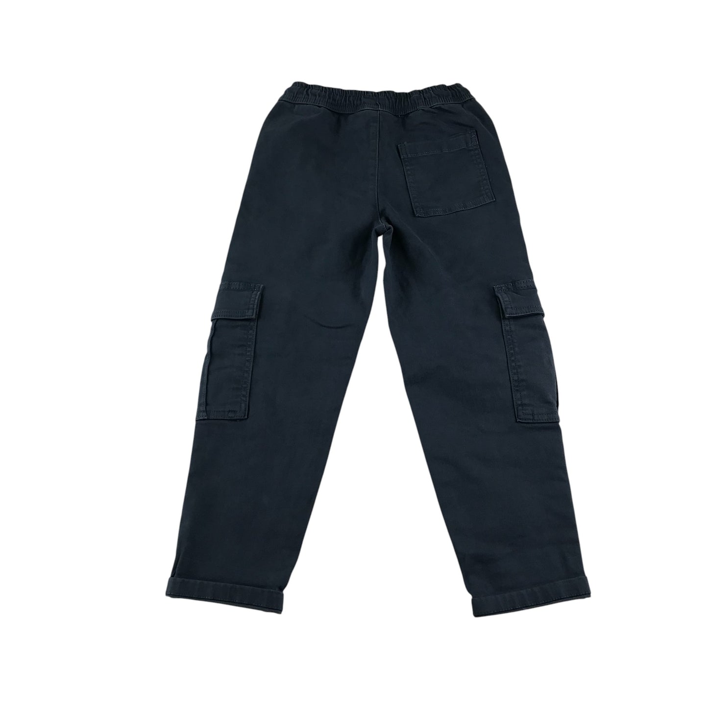 M&S trousers 6-7 years navy plain elasticated waist cargo style
