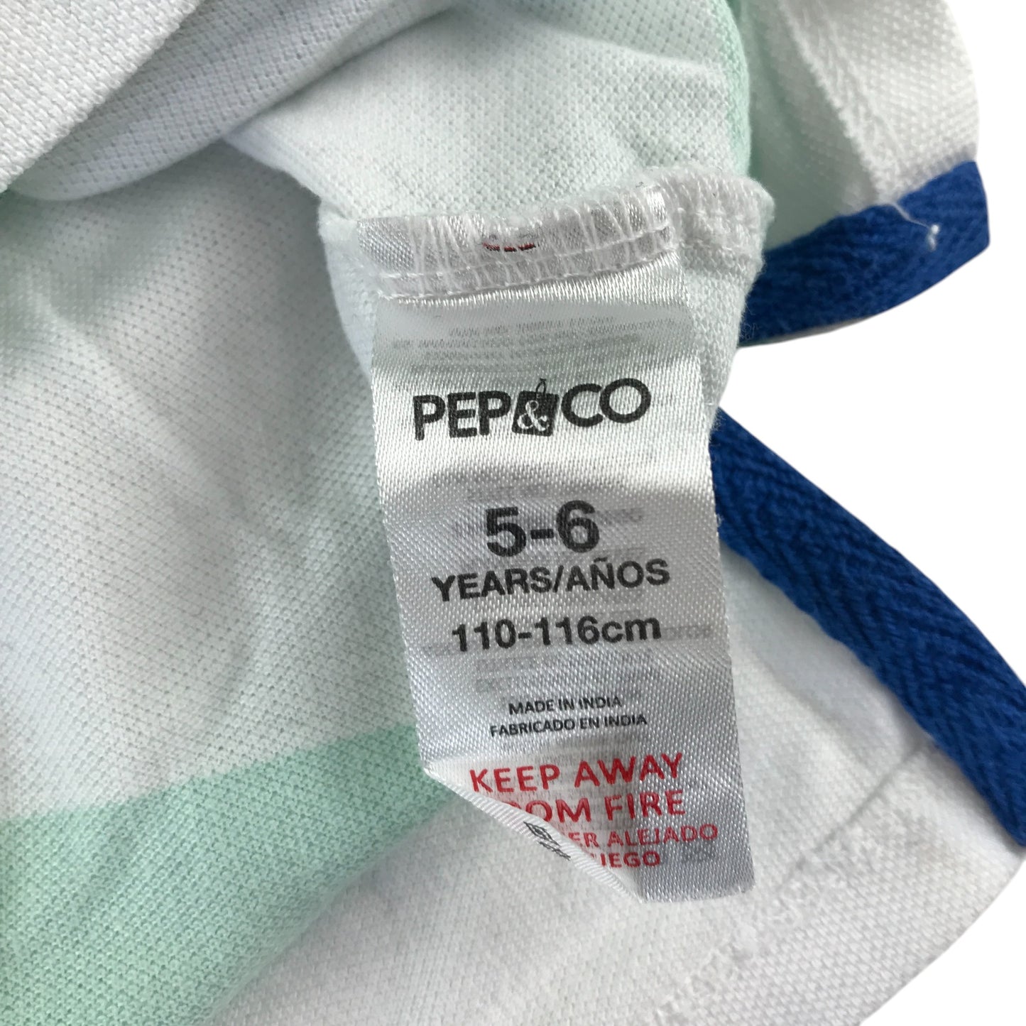 Pep&Co polo shirt 5-6 years blue and white stripy cotton