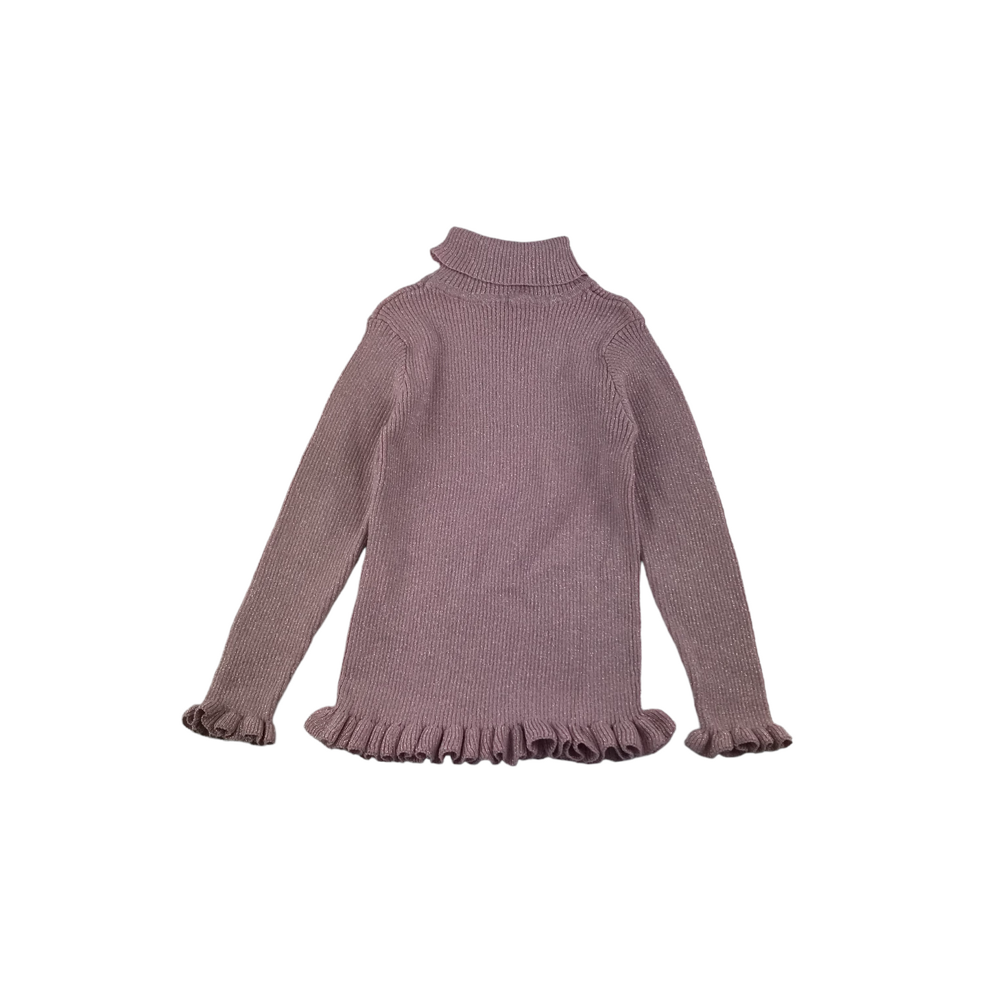 Matalan Knitted Turtleneck Age 4 Pink Sparkly Frill detail