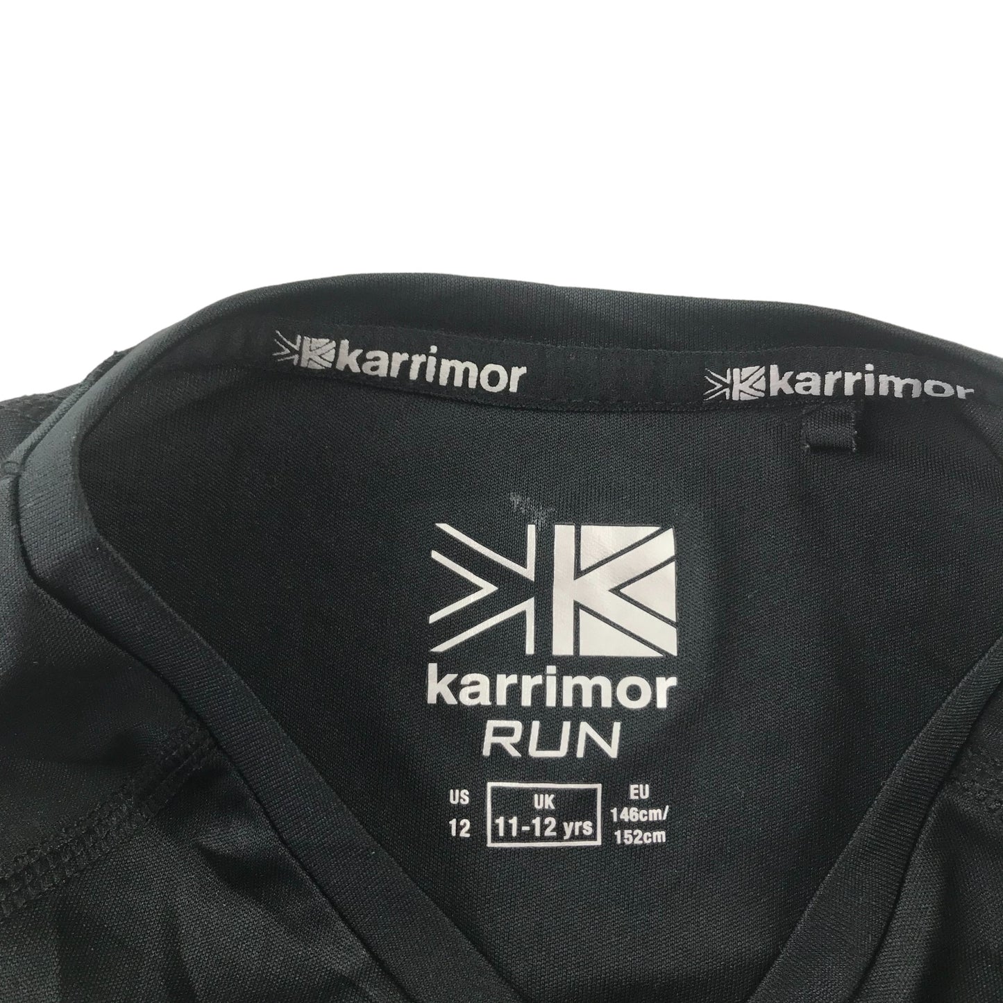 Karrimor Run Sports Top Age 11 Black Plain with Logo