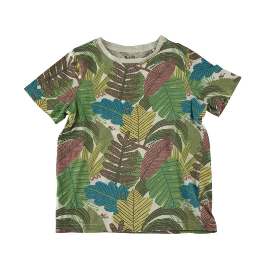 Tu t-shirt 5-6 years green floral leaf design cotton