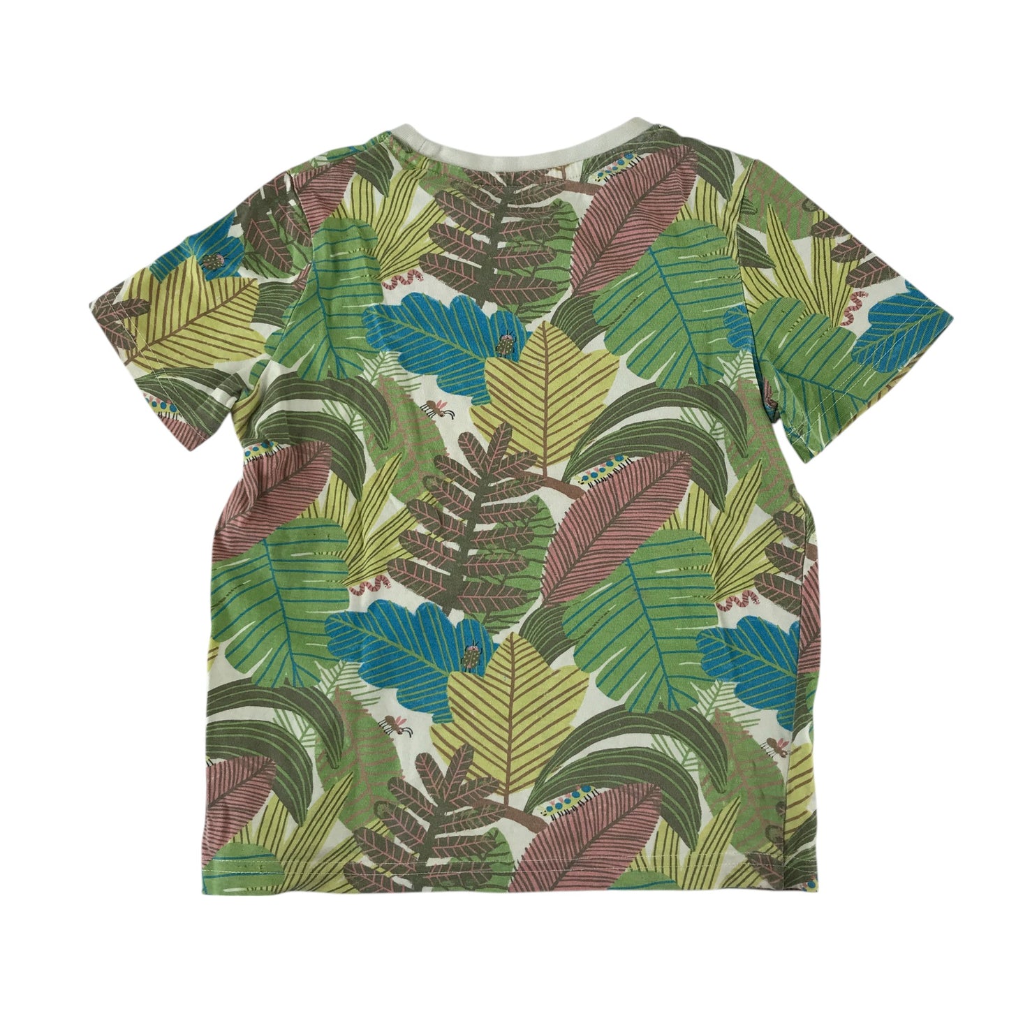 Tu t-shirt 5-6 years green floral leaf design cotton