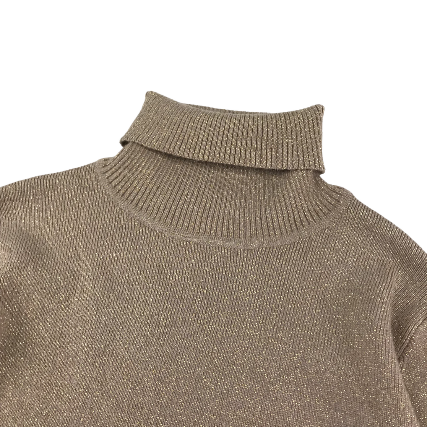 Zara Knitted Turtleneck Age 10 Beige and Golden Sparkly Long Sleeve