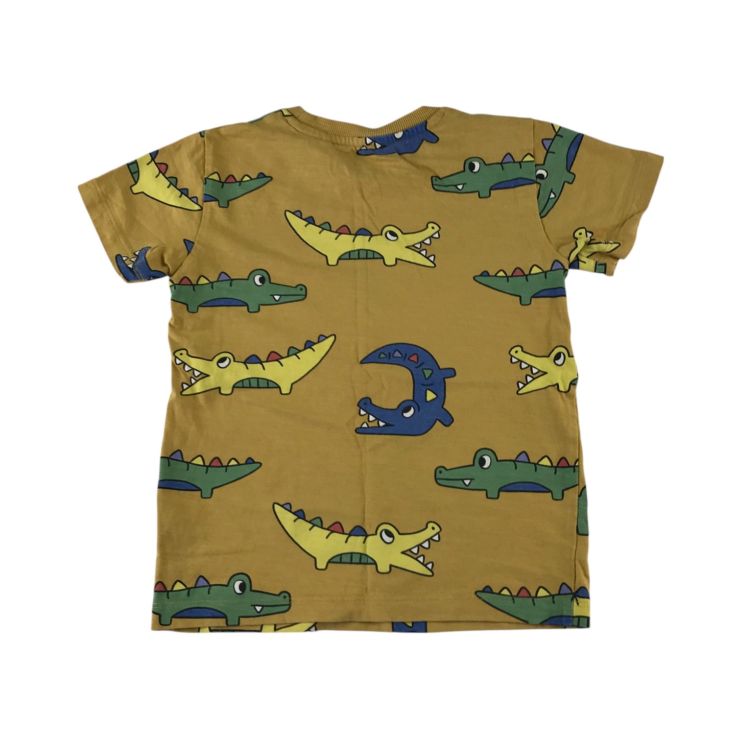 Next t-shirt 5-6 years mustard yellow crocodile graphic print cotton