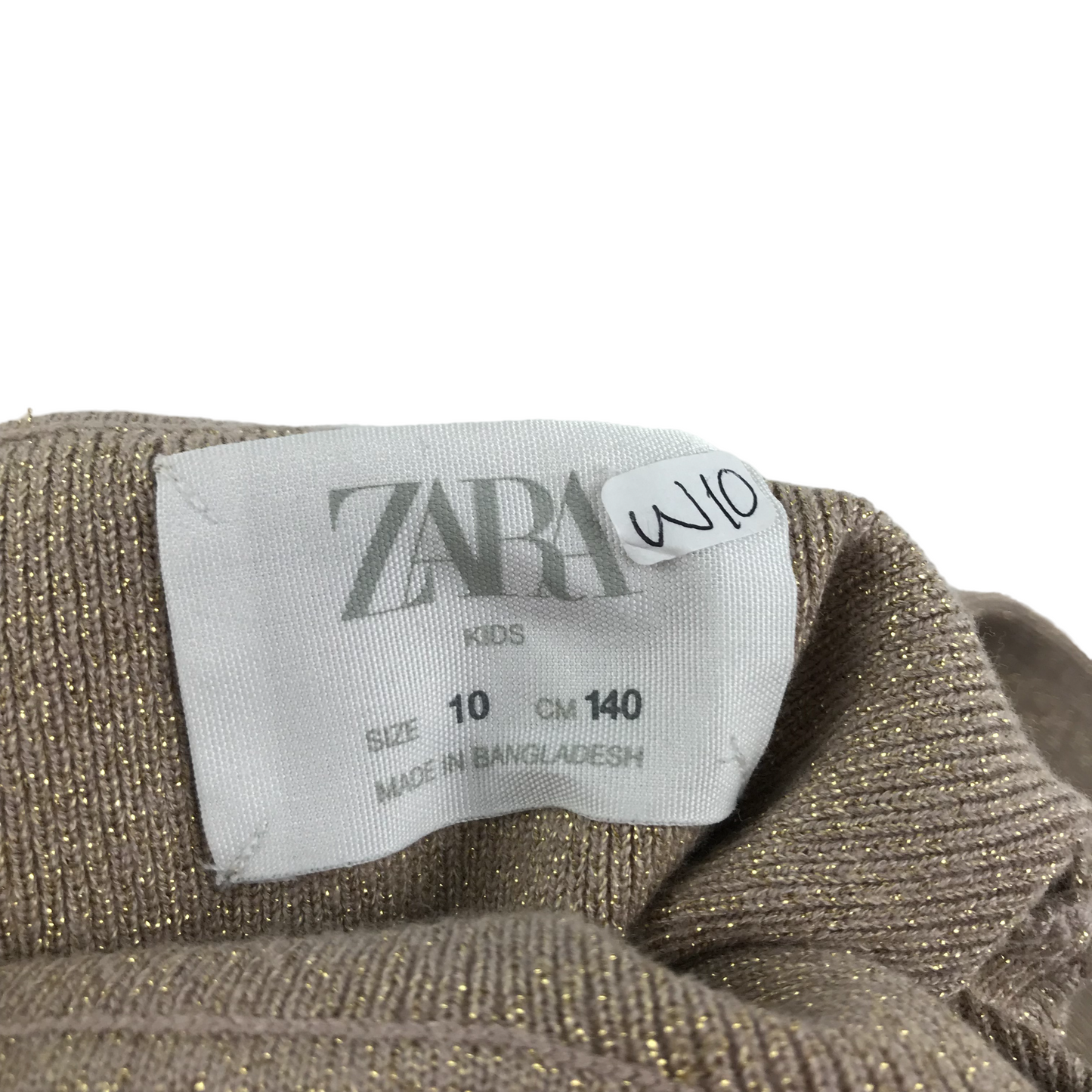 Zara Knitted Turtleneck Age 10 Beige and Golden Sparkly Long Sleeve